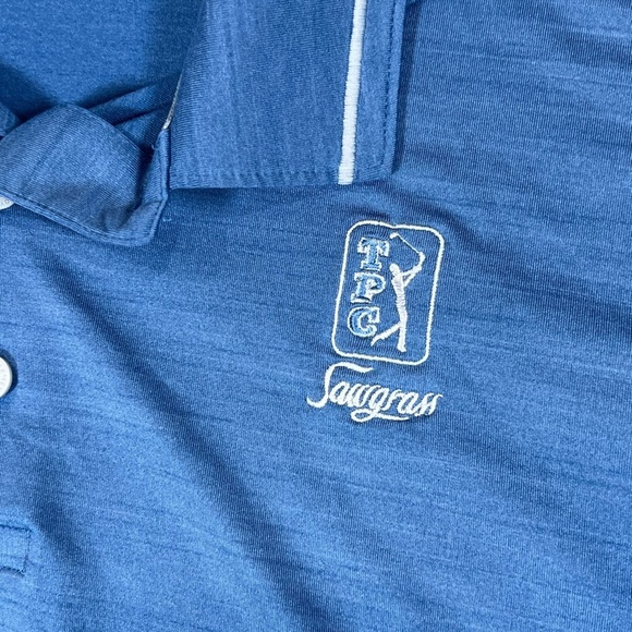 Puma Men's TPC Sawgrass Size Medium Blue Polo Golf Shirt - Picture 5 of 9